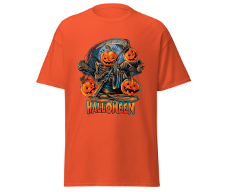 Halloween angel of death pumpkin classic Blackt-shirt unisex merchyprint size Medium (Color: Orange, size: XL)