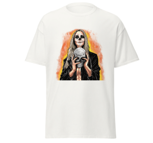 Halloween evil witch halloween zombie t-shirt design blue ,size Medium (Color: White, size: XXL)