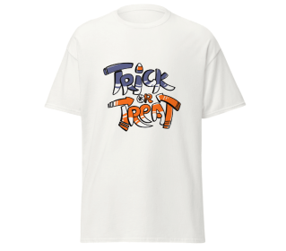 Trick or treat Halloween classic t-shirt yellow size medium (Color: White, size: XL)