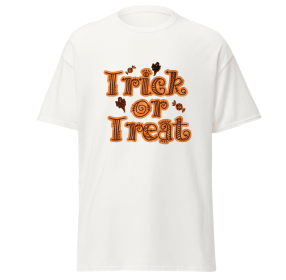Halloween trick or treat ghost merchyprint design Black ,size Medium (Color: White, size: XXL)