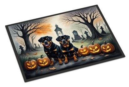 Rottweiler Spooky Halloween Doormat Front Door Mat Indoor Outdoor Rugs for Entryway, Non Slip Washable Low Pile, 24H X 36W (Default: Default)