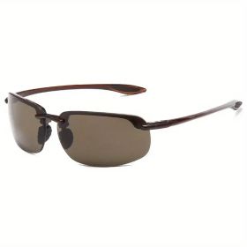 Polarized Pilot Fashion Sunglasses - Suitable for sports, fishing, golf, surfing and driving (Color: Green lenses, brown legs)