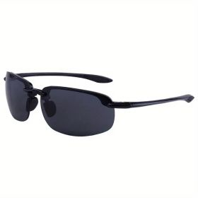 Polarized Pilot Fashion Sunglasses - Suitable for sports, fishing, golf, surfing and driving (Color: Black lenses black legs)