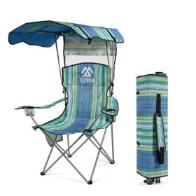 Oversized Camping Chair with Canopy Heavy Duty Folding Outdoor Chair with Armrest Cup Holder and Carry Bag Portable Camp Chair for Beach Fishing Picni (Color: Multicolor)