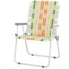 Set of 2 Webbed Folding Beach Chairs, Outdoor Patio Lawn Foldable Chairs for Camping Fishing Yard Poolside BBQ, Yellow & Green
