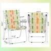 Set of 2 Webbed Folding Beach Chairs, Outdoor Patio Lawn Foldable Chairs for Camping Fishing Yard Poolside BBQ, Yellow & Green