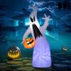 HOMCOM 5.9' Halloween LED Yard Decor Ghost with Pumpkin, Blow Up Inflatable Outdoor Decoration, Waterproof