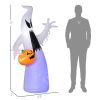 HOMCOM 5.9' Halloween LED Yard Decor Ghost with Pumpkin, Blow Up Inflatable Outdoor Decoration, Waterproof