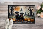Rottweiler Spooky Halloween Doormat Front Door Mat Indoor Outdoor Rugs for Entryway, Non Slip Washable Low Pile, 24H X 36W