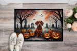 Dachshund Spooky Halloween Doormat Front Door Mat Indoor Outdoor Rugs for Entryway, Non Slip Washable Low Pile, 24H X 36W